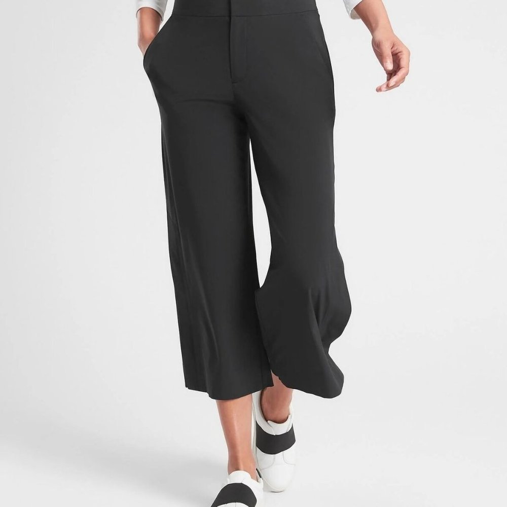 Athleta Tribeca Snap Ankle Crop Pants Black Athletic Women's Size 8 H13384 - Picture 3 of 12